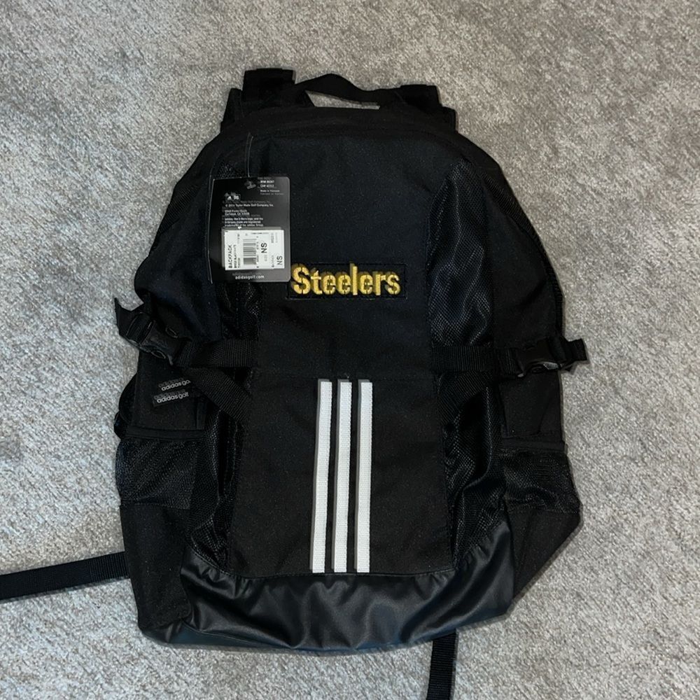 New Adidas golf Taylormade travel school backpack Pittsburgh Steelers 3 stripe